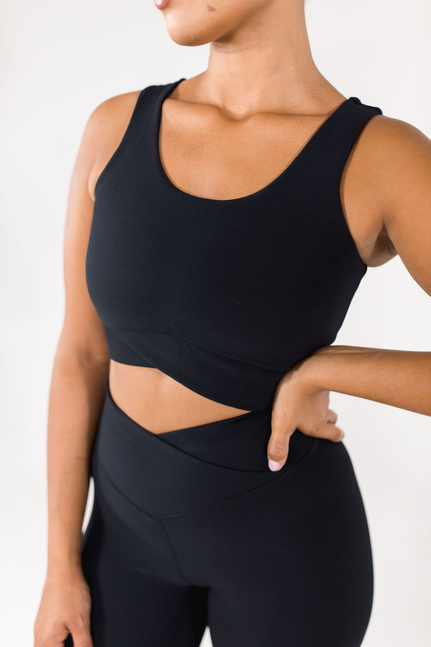 Refine Ribbed Crossover Crop Top