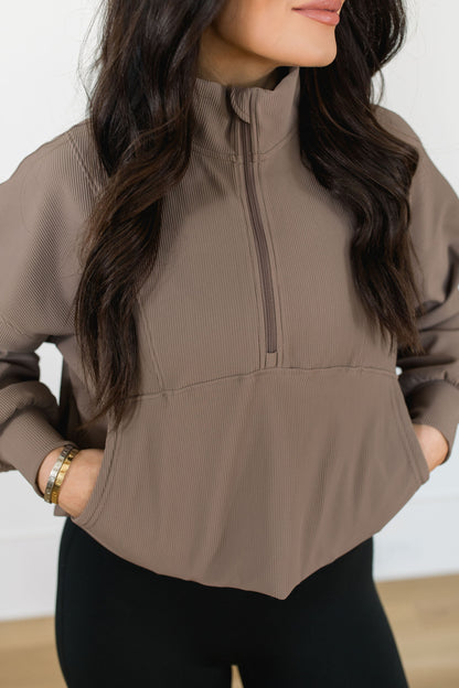 Ribbed Here to Stay Half Zip Pullover