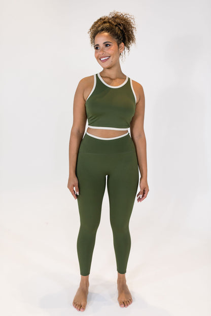 Olive and Cream Aire Borderline Leggings