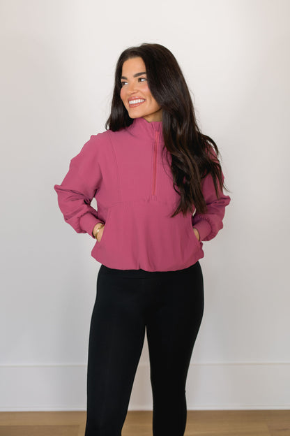 Ribbed Here to Stay Half Zip Pullover