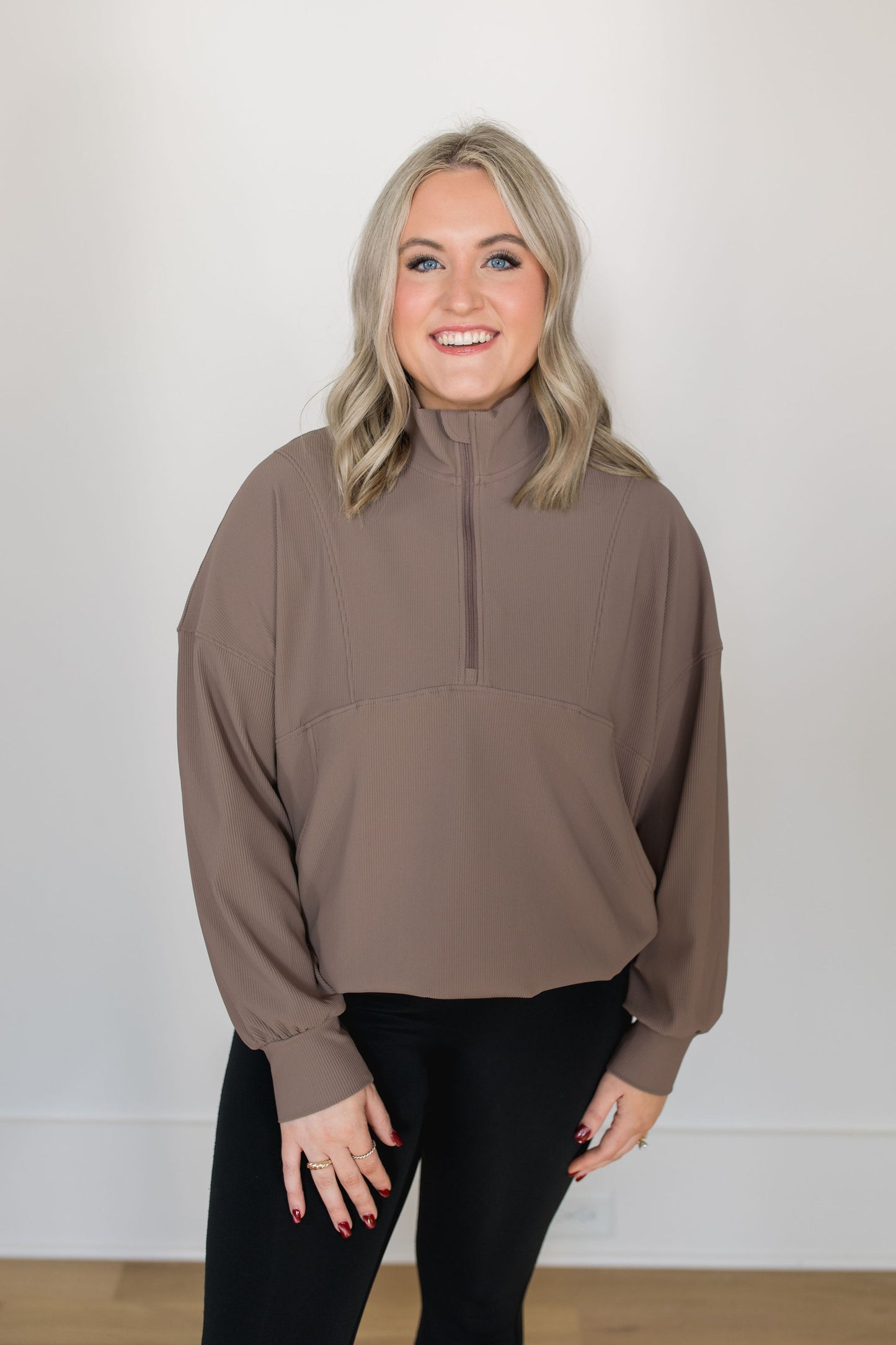 Ribbed Here to Stay Half Zip Pullover