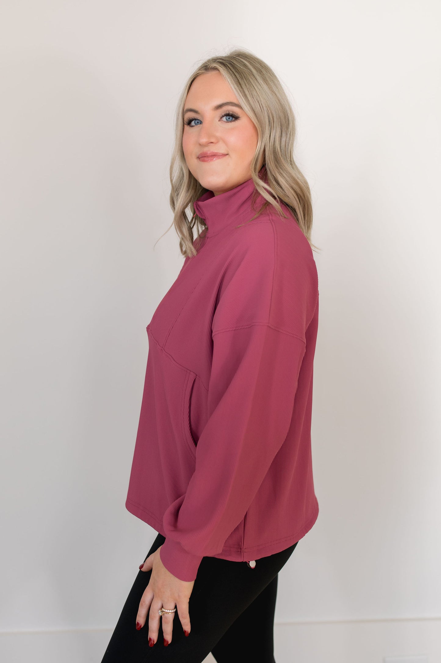 Ribbed Here to Stay Half Zip Pullover