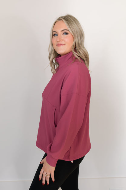 Ribbed Here to Stay Half Zip Pullover