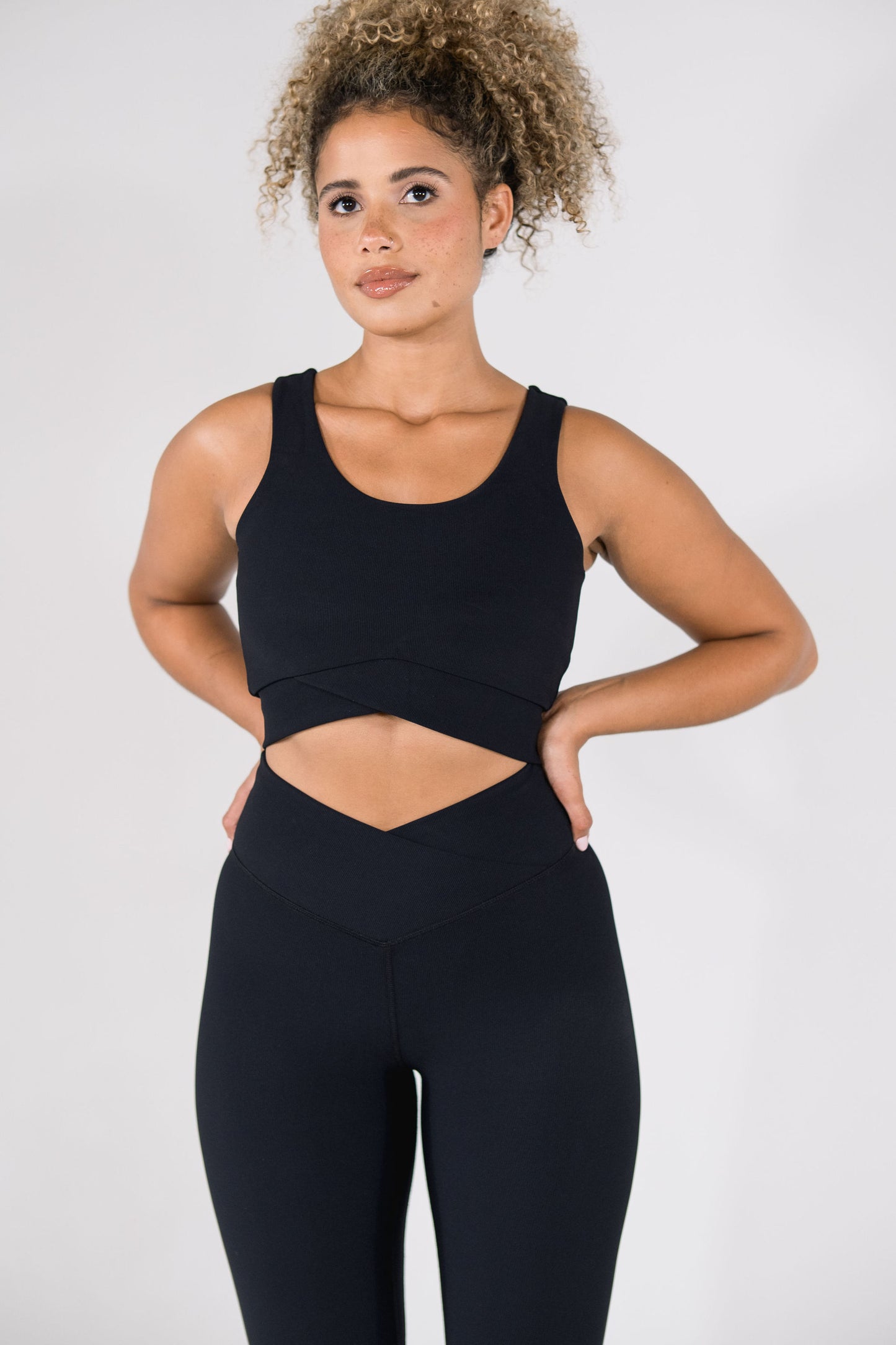 Refine Ribbed Crossover Crop Top