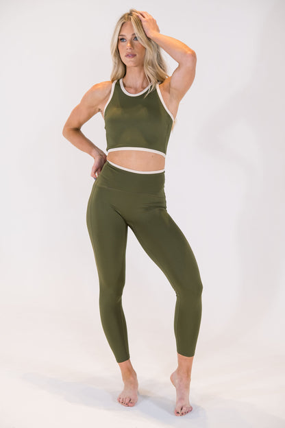 Olive and Cream Aire Borderline Leggings