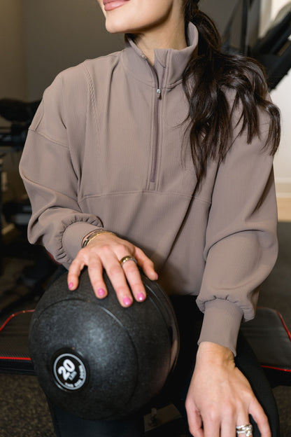 Ribbed Here to Stay Half Zip Pullover