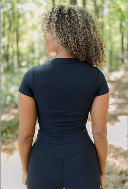 Ribbed All in One Cinched Baby Tee