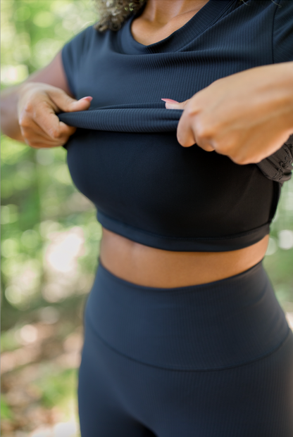 Ribbed All in One Cinched Baby Tee