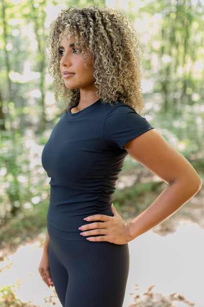 Ribbed All in One Cinched Baby Tee