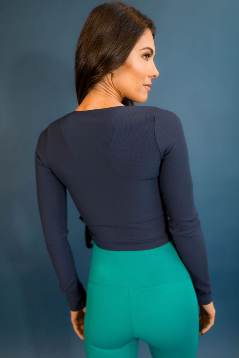 Refine Ribbed Wrap Top