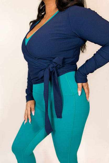 Refine Ribbed Wrap Top
