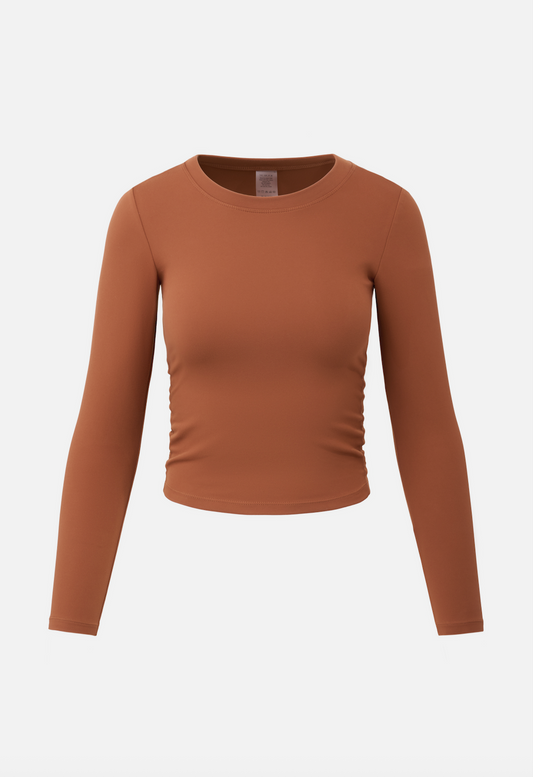 Brushed Long Sleeve Cinched Baby Tee